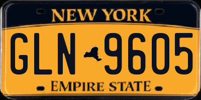 NY license plate GLN9605