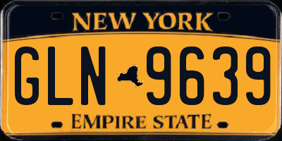 NY license plate GLN9639