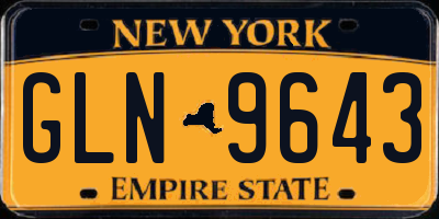 NY license plate GLN9643