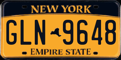 NY license plate GLN9648