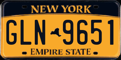 NY license plate GLN9651