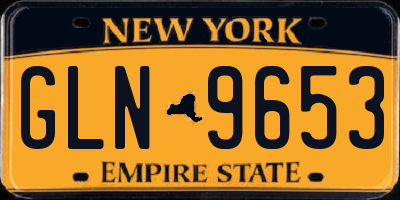 NY license plate GLN9653