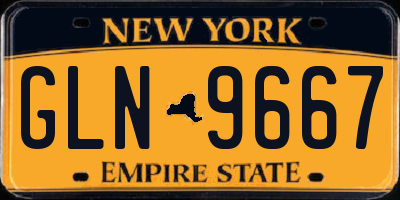 NY license plate GLN9667