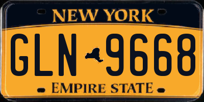 NY license plate GLN9668