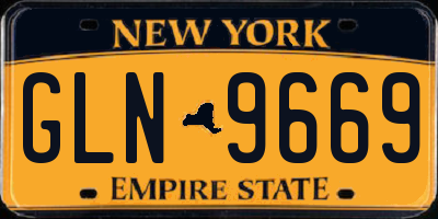 NY license plate GLN9669