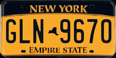 NY license plate GLN9670