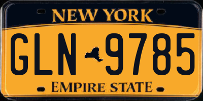 NY license plate GLN9785