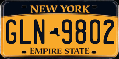 NY license plate GLN9802