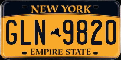 NY license plate GLN9820