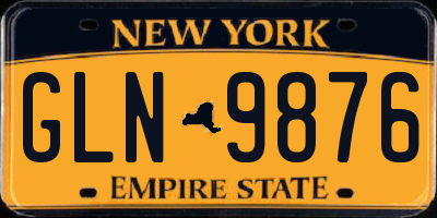 NY license plate GLN9876