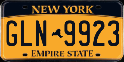 NY license plate GLN9923