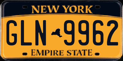 NY license plate GLN9962