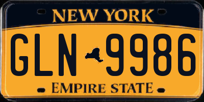 NY license plate GLN9986