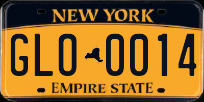 NY license plate GLO0014