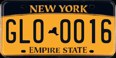 NY license plate GLO0016