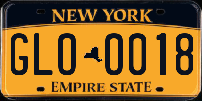 NY license plate GLO0018