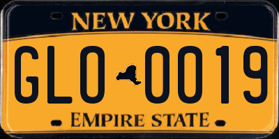 NY license plate GLO0019