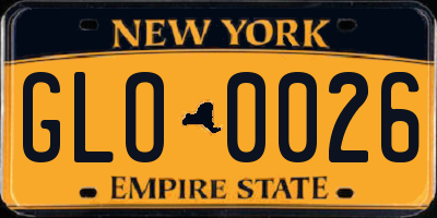 NY license plate GLO0026