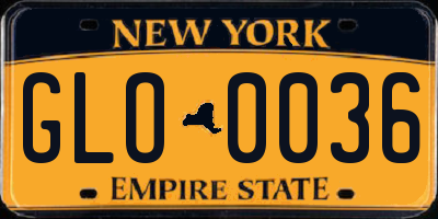 NY license plate GLO0036