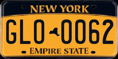 NY license plate GLO0062