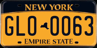 NY license plate GLO0063