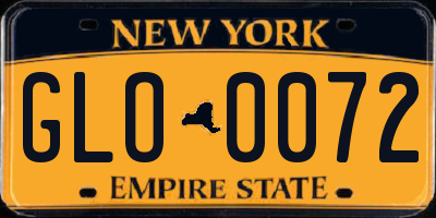 NY license plate GLO0072