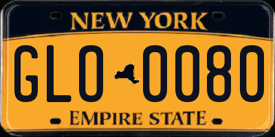 NY license plate GLO0080