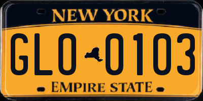 NY license plate GLO0103
