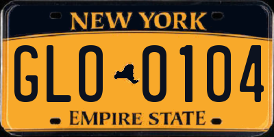 NY license plate GLO0104