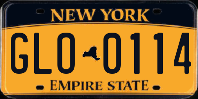 NY license plate GLO0114