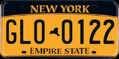 NY license plate GLO0122