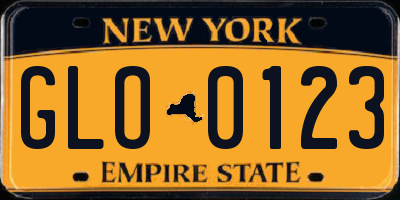 NY license plate GLO0123
