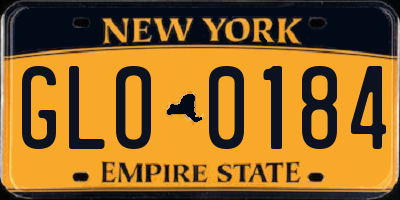 NY license plate GLO0184