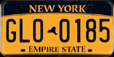 NY license plate GLO0185
