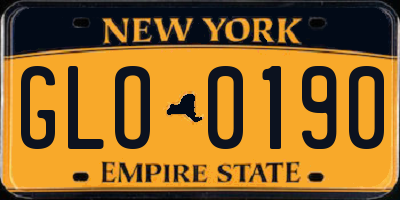 NY license plate GLO0190