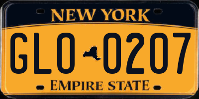 NY license plate GLO0207