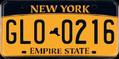 NY license plate GLO0216