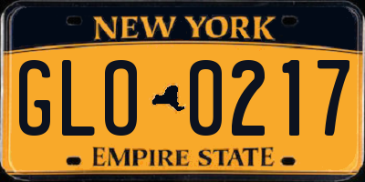 NY license plate GLO0217