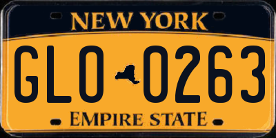 NY license plate GLO0263