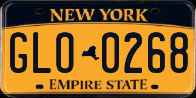 NY license plate GLO0268