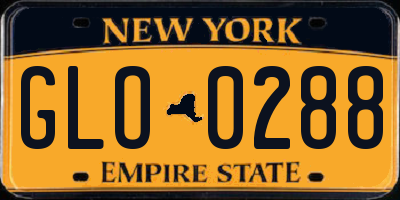 NY license plate GLO0288