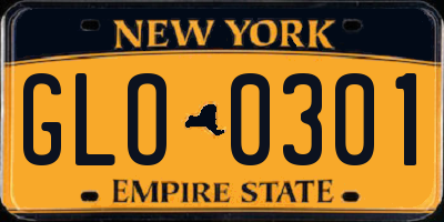 NY license plate GLO0301