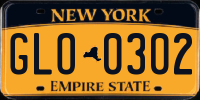 NY license plate GLO0302