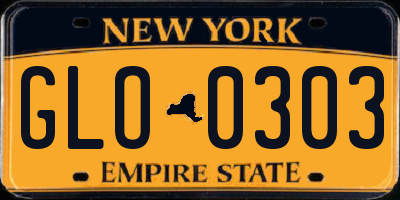 NY license plate GLO0303