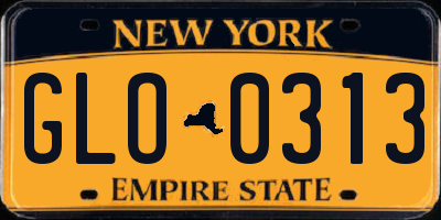 NY license plate GLO0313