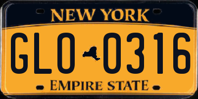 NY license plate GLO0316