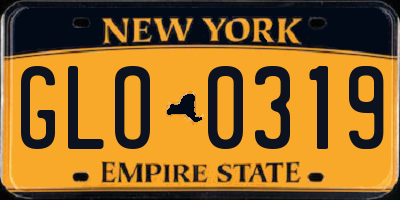 NY license plate GLO0319