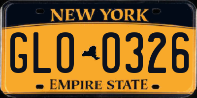 NY license plate GLO0326