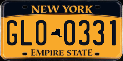 NY license plate GLO0331