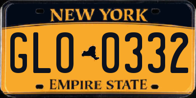 NY license plate GLO0332